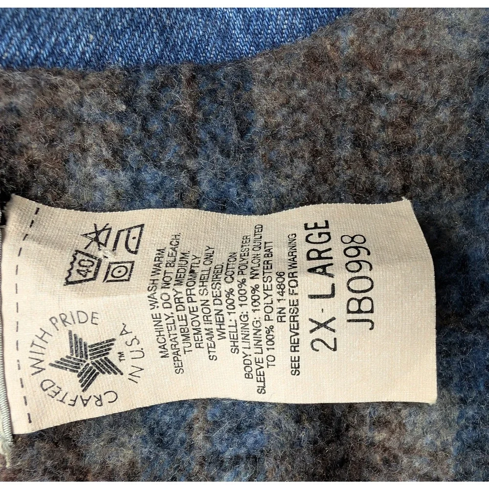 Carhartt Denim Jacket Mens 2XL Blanket Lined USA Made JB0998 Crispy Work Wear 90